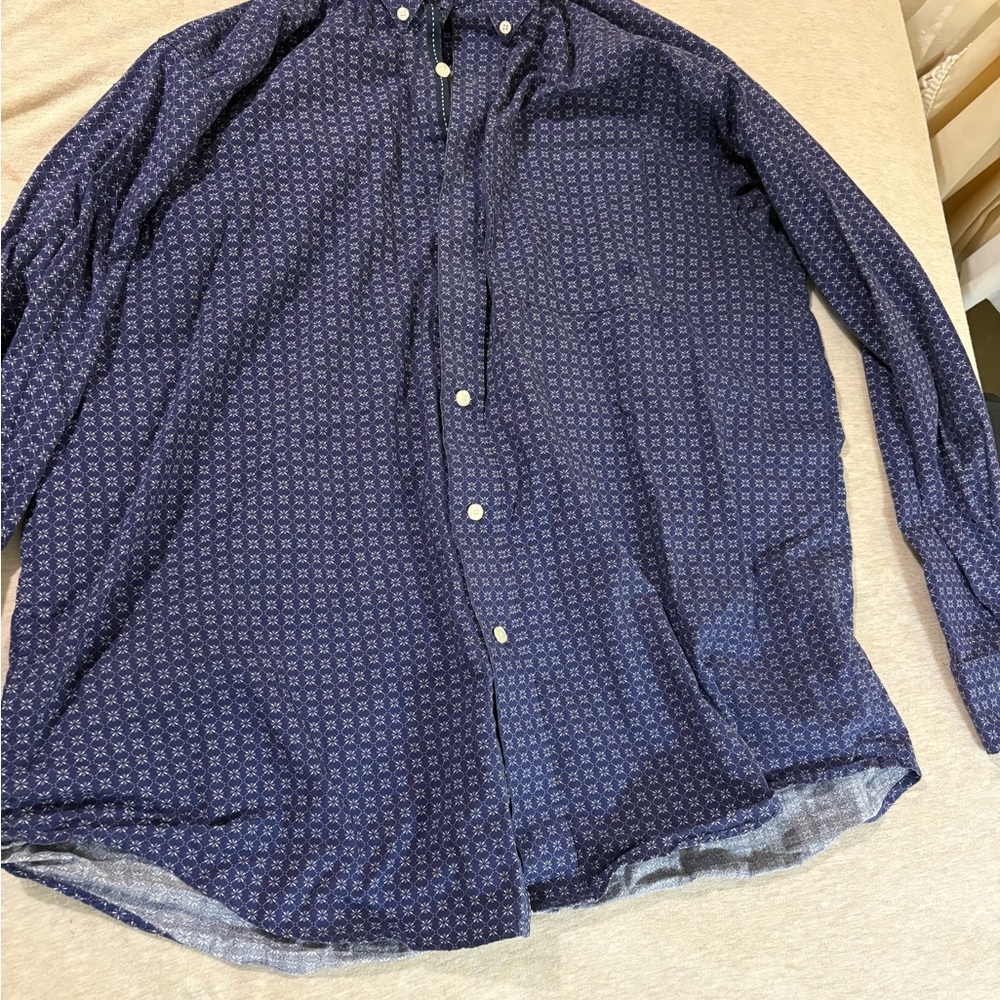 Ariat Men's Navy Patterned Button Down Shirt